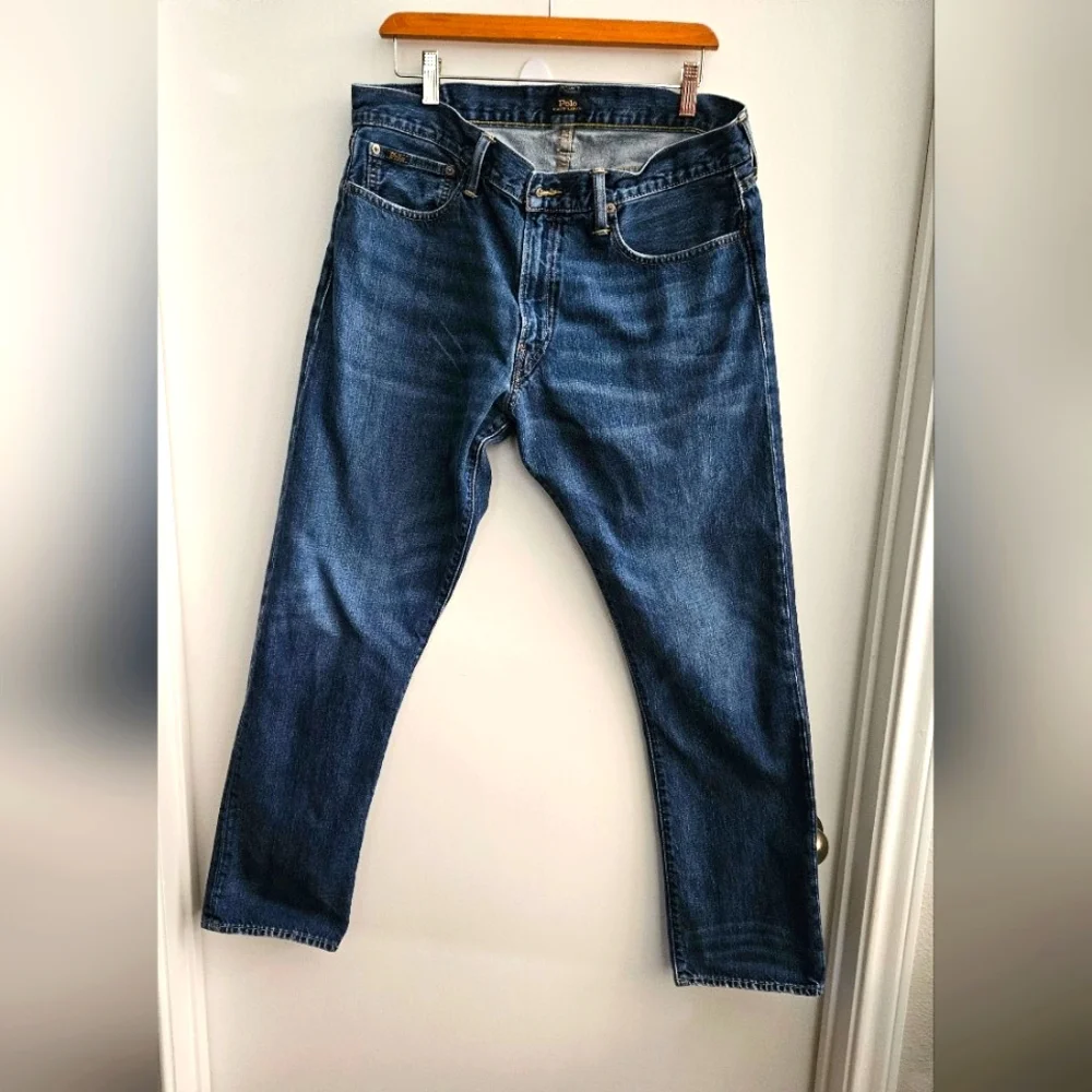 Polo Ralph Lauren Mens Hampton Straight Leg 35x32 Medium Distressed Wash